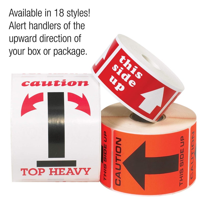 Tape Logic Aviditi Tape Logic 3"" x 5"" ""This Side Up"" Red/White Arrow Warning Sticker  for Shipping  Handling  Packing  and Moving (1 Roll of 500 Labels) - Image 3